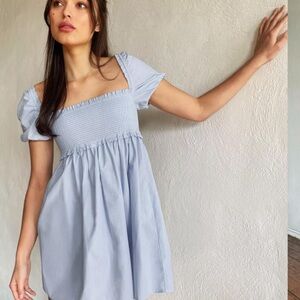 Aritzia Sunday Best Light Blue Stripe Dress Large
